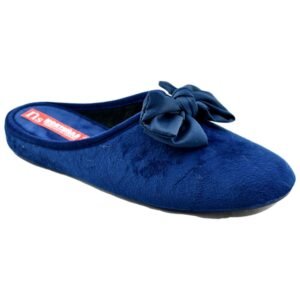 Zapatillas de casa con cuña incorporada y lazo de raso. Paño suave y piso de goma flexible 417859.