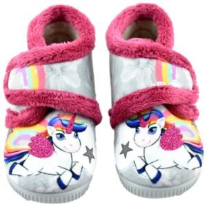 Zapatillas de casa de unicornio con cierre adhesivo y forradas 396578