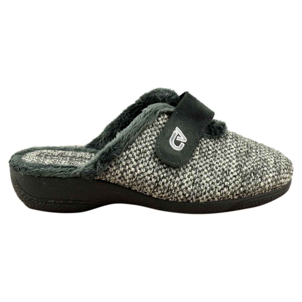 Zapatillas de casa de horma ancha con cierre de tira adherente 087702 - Imagen 2