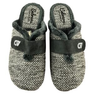 Zapatillas de casa de horma ancha con cierre de tira adherente 087702