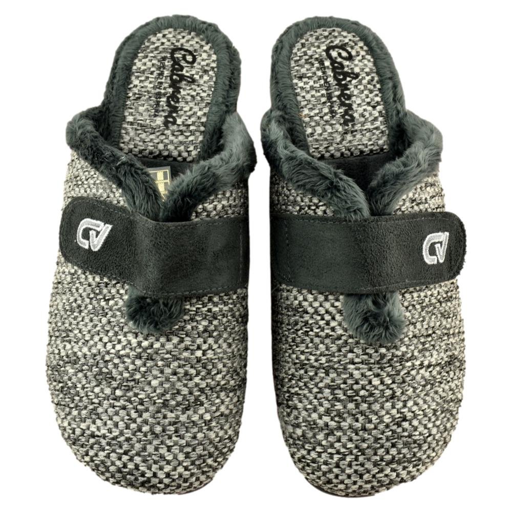 Zapatillas de casa de horma ancha con cierre de tira adherente 087702