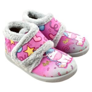 Zapatillas de casa de unicornio con cierre adhesivo y forradas 027903