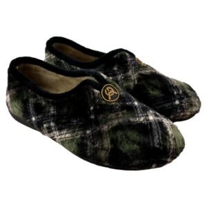 Zapatillas de casa de cuadros con tejido suave y cálido 651879