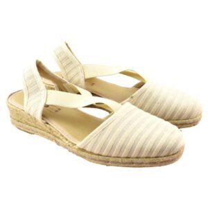 Zapatillas de esparto de cuña baja con elásticos y diseño de rayas 883898