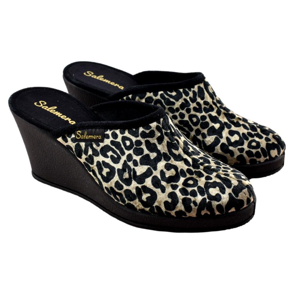 Zapatillas de casa con cuña alta animal print 477152