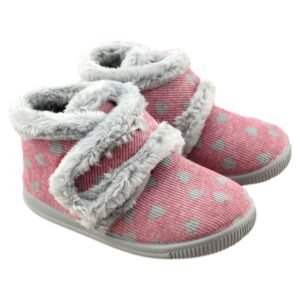 Zapatillas de casa tipo bota con cierre y piso flexible de goma 710188