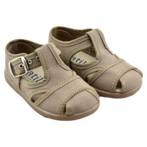 SANDALIA DE LONA CALADA CON CIERRE DE HEBILLA 079541