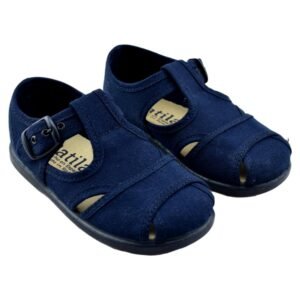 SANDALIA DE LONA CALADA CON CIERRE DE HEBILLA 296816