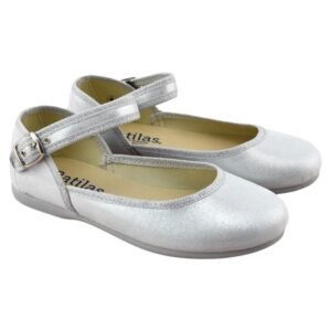 Mercedes de lona plateada con cierre de hebilla 390764