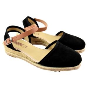 Alpargatas de esparto de cuña baja y cierre de hebilla 183980