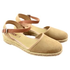 Alpargatas de esparto de cuña baja y cierre de hebilla 731108