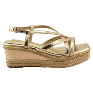 Sandalias doradas con cuña y plataforma 907761