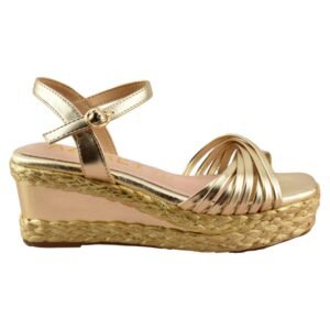 Sandalias doradas con cuña y plataforma 665831
