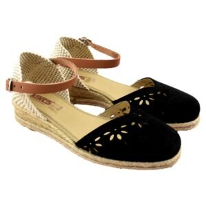 Alpargatas de esparto de cuña baja y cierre de hebilla 989087