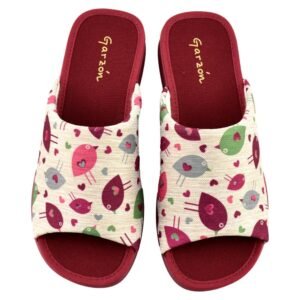 Zapatillas de casa descubiertas con estampado en la pala 159929