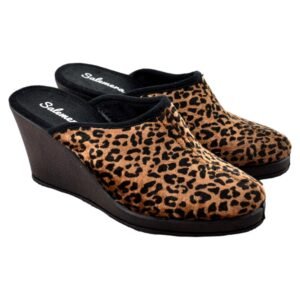 Zapatillas de casa con cuña alta animal print 587429