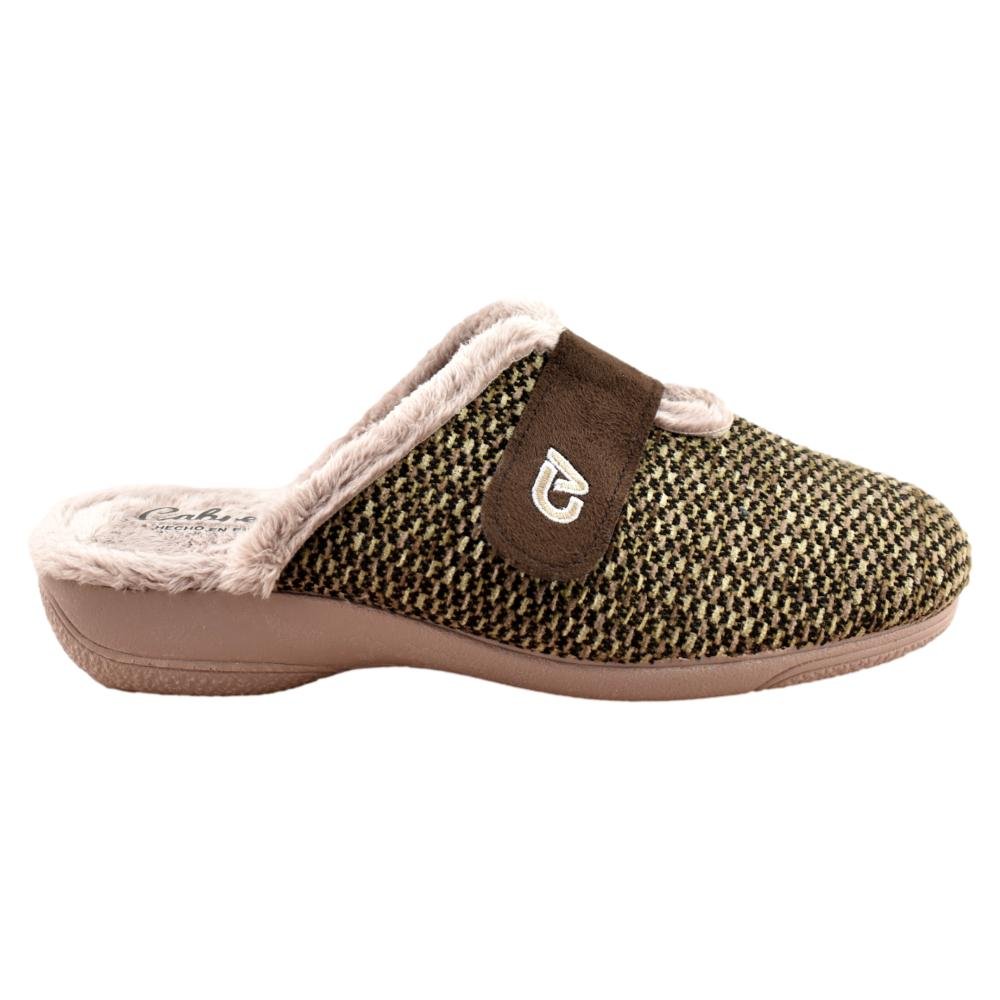 Zapatillas de casa de horma ancha con cierre de tira adherente 514614 - Imagen 2
